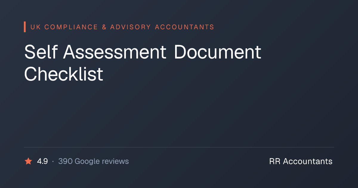 Self Assessment Document Checklist | RR Accountants